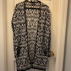 Rafaella Black and White Diamond Pattern Cardigan